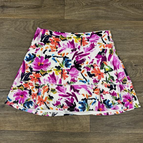 Dona Jo Glide Skort Sz 1.5 M Ruffle Tropical Golf Pickleball Breathable Active - Picture 1 of 10
